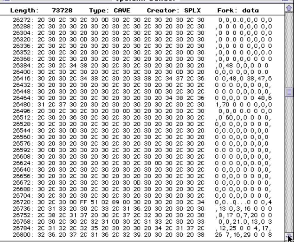 A giant array, mostly empty, inside Spelunx-Builder